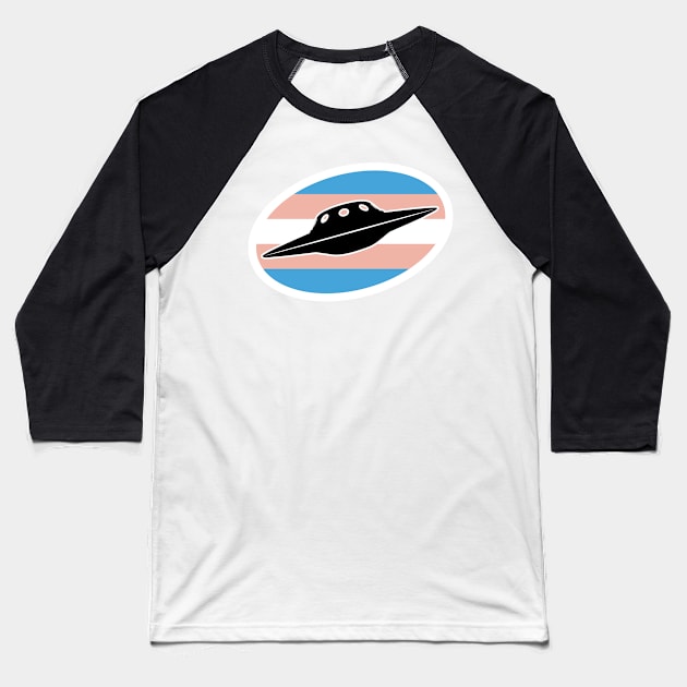 Trans UFO Cryptid Pride Baseball T-Shirt by Nerd Trinkets